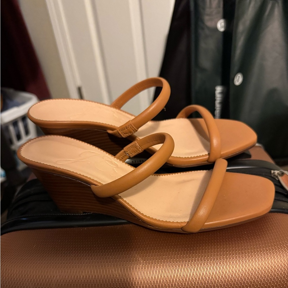 J. Crew Tan Wedge Leather Sandals
